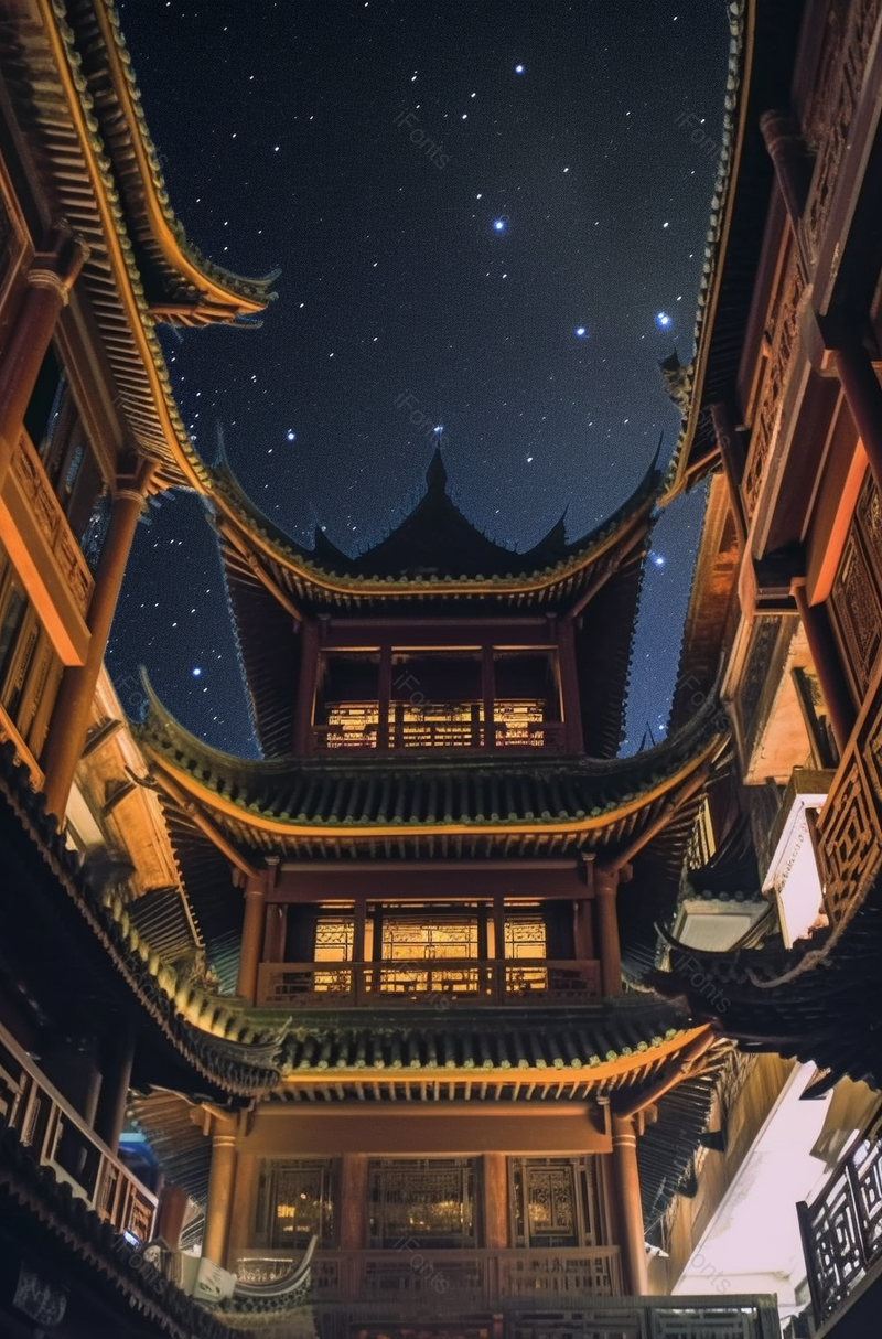 上海旅游豫园阁楼夜景摄影图,高清,摄影图,摄影图片,图片大全,摄影图免费下载